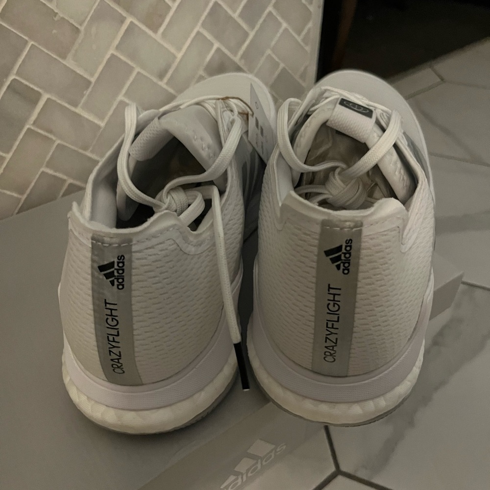 Adidas Crazyflight White and Gray Athletic Shoes - Picture 5 of 7